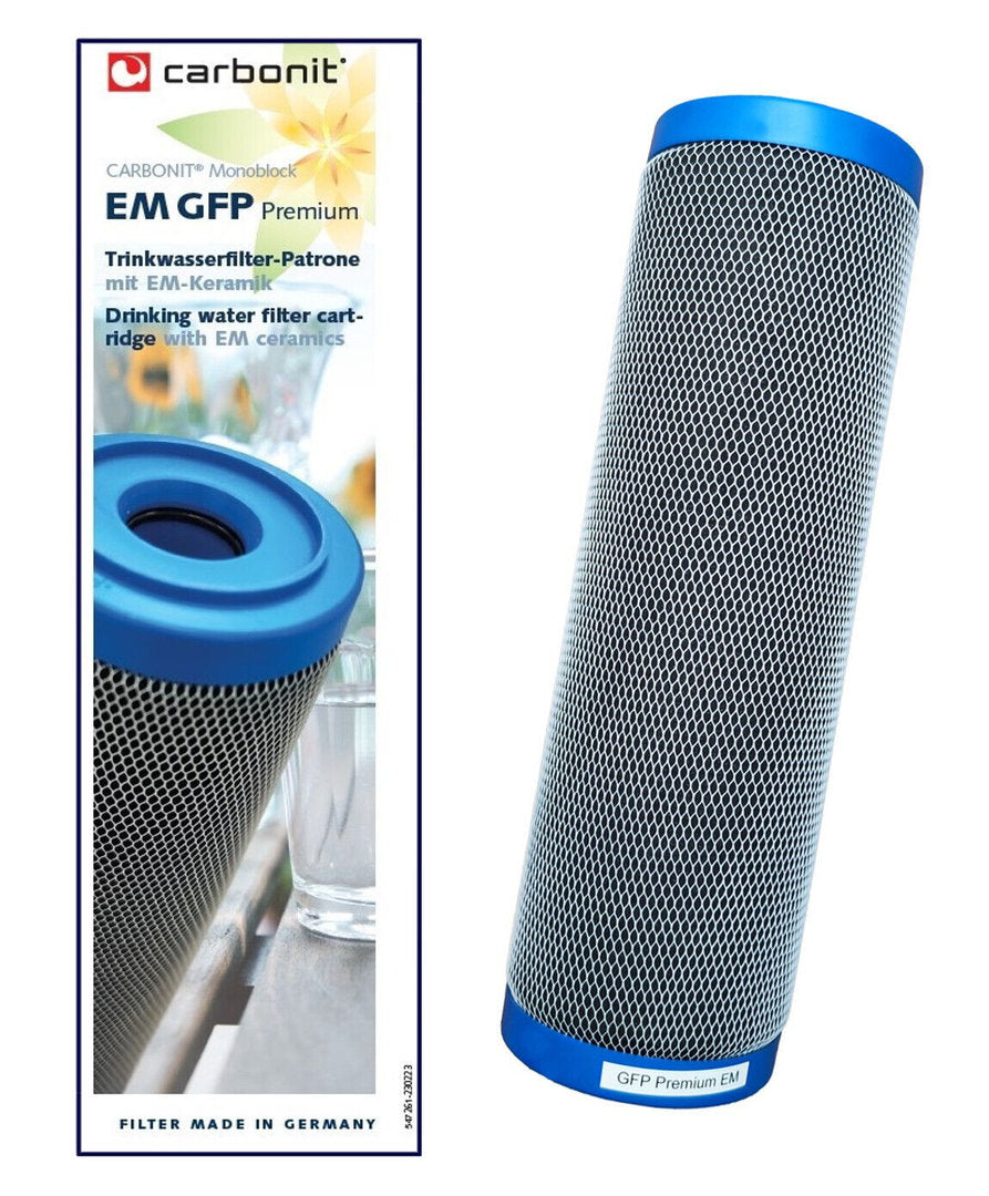 Neuheit: Carbonit Wasserfilter GFP EM Premium mit 55% mehr Aktivkohle und EM-Keramik