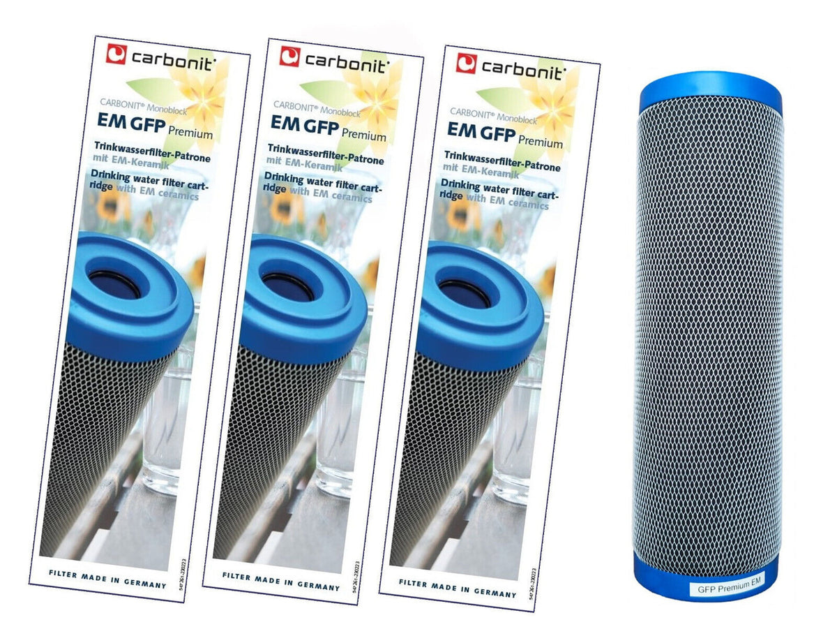 Neuheit: 3 x Carbonit GFP EM Premium mit 55% mehr Aktivkohle und EM-Keramik