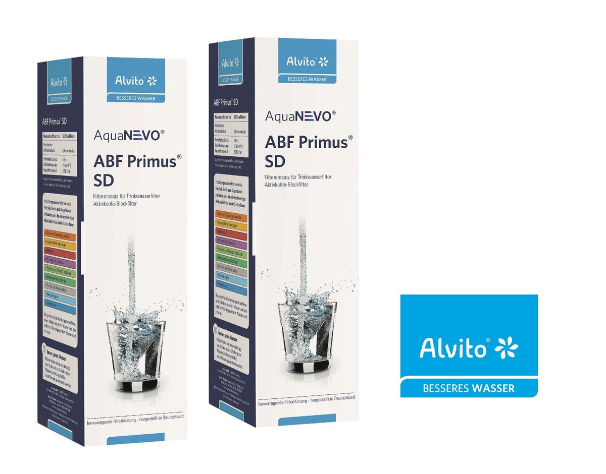 2 x Alvito Wasserfilter ABF Primus SD - Aktivkohle Blockfilter AquaNEVO 0,45 µm
