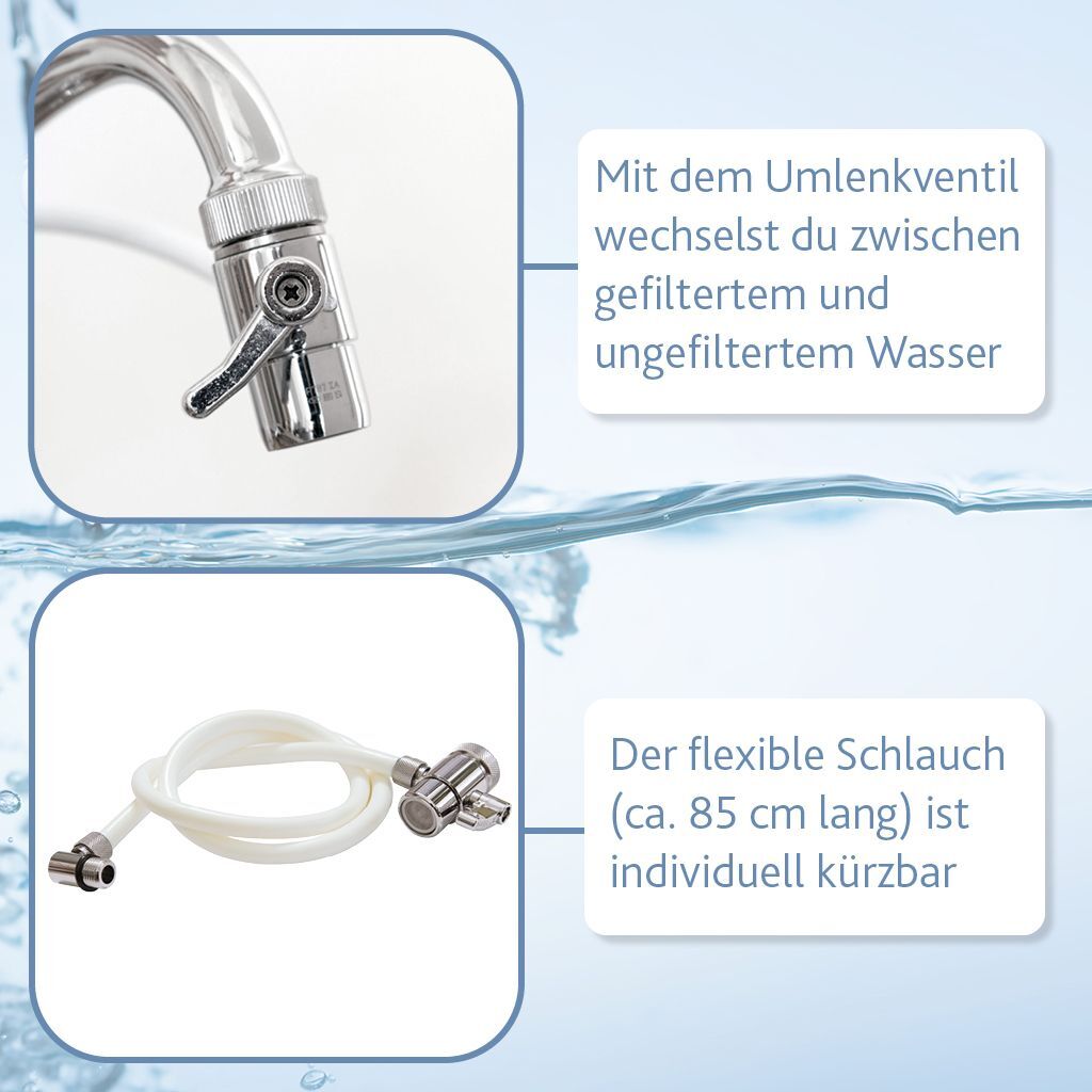 Alvito Auftischfilter Pro mit Edelstahlhahn und Wirbleranschluss