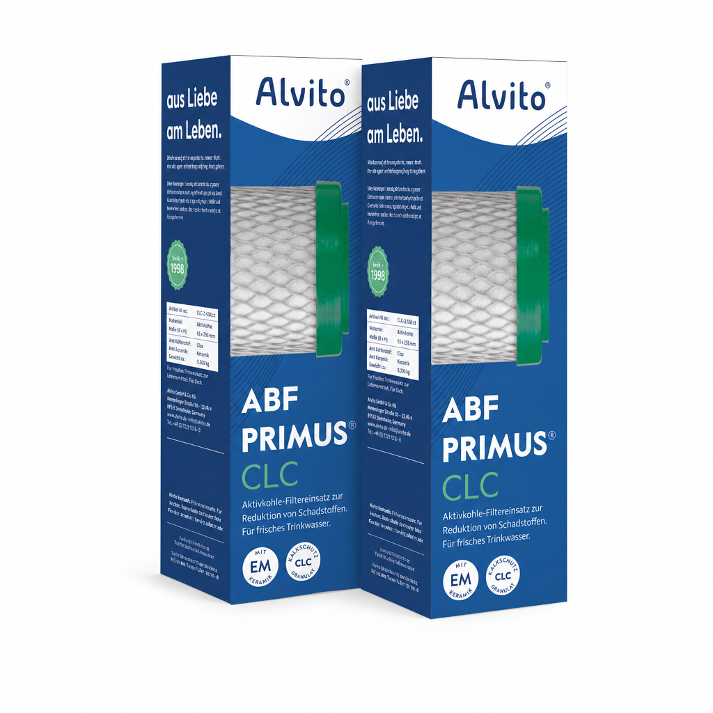 2 x Alvito Wasserfilter ABF Primus CLC - Aktivkohle Blockfilter mit Kalkschutz
