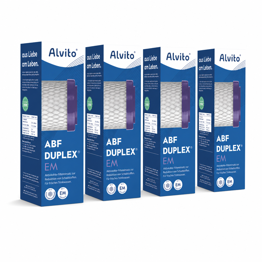4 x Alvito Wasserfilter ABF Duplex EM AquaNevo - Aktivkohle + Mikrofiltration + EM Keramik
