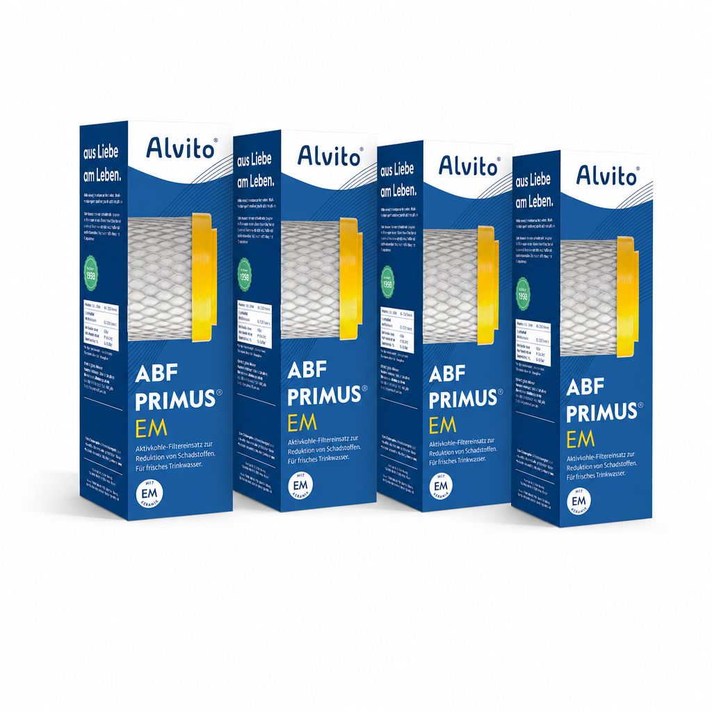4 x Alvito Wasserfilter ABF Primus EM AquaNevo - Aktivkohle Blockfilter mit Keramik