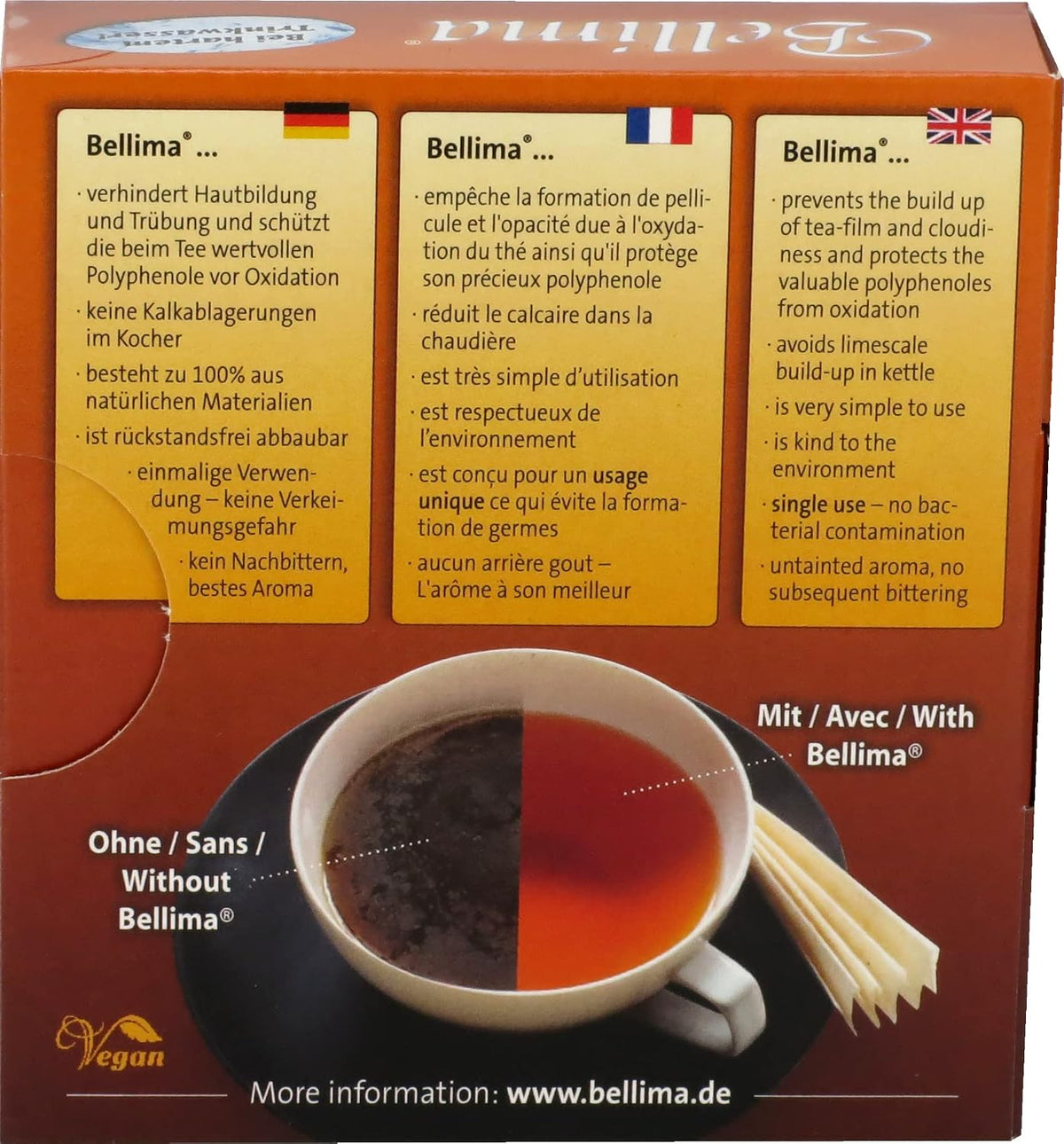 Bellima Tea Clear Wasserfächer gegen Hautbildung und Trübung im Tee