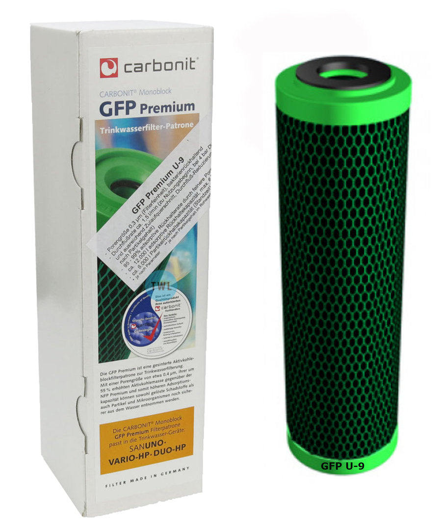 Wasserfilter GFP Premium U-9 Carbonit für Sanuno Duo Vario Auftischfilter bessere Filterleistung