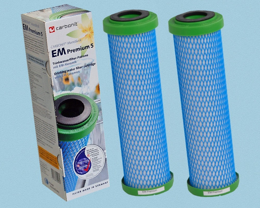 2 x Wasserfilter Carbonit EM Premium 5 + Reinigungstabs zur Gerätedesinfektion