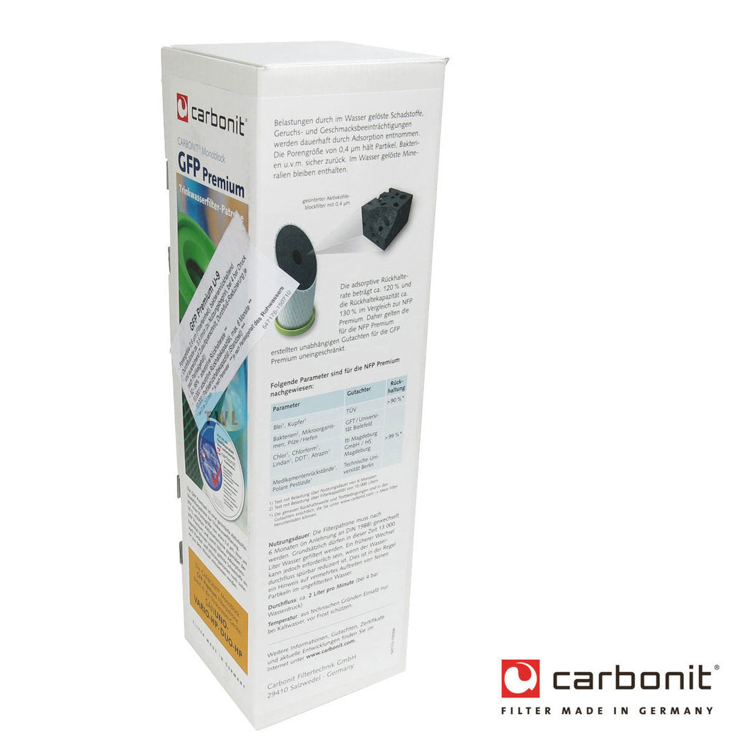Wasserfilter GFP Premium U-9 Carbonit für Sanuno Duo Vario Auftischfilter bessere Filterleistung