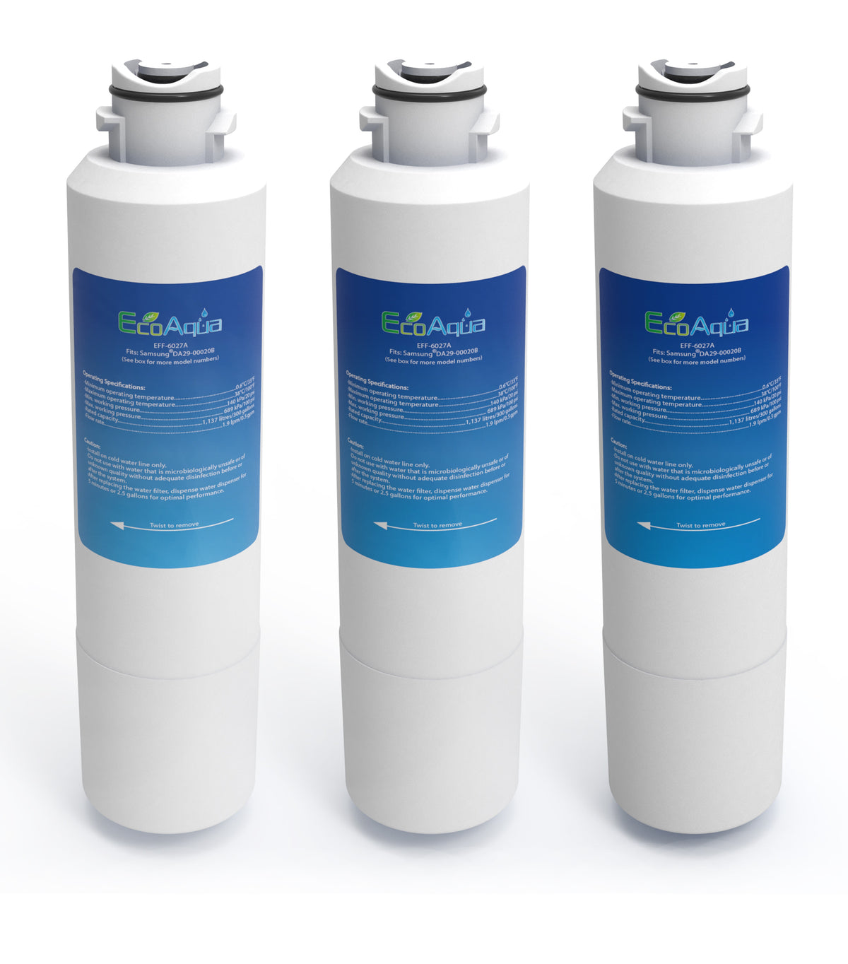 3 x EFF-6027A Wasserfilter kompatibel mit Samsung DA29-00020B, DA29-00020A, HAF-CIN/EXP