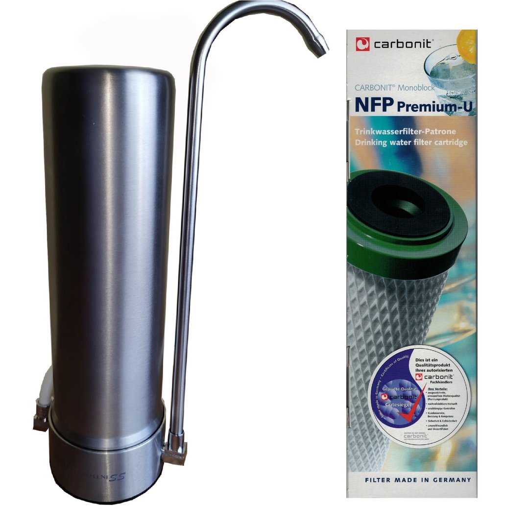 Auftischfilter aus Edelstahl mit Carbonit NFP-U Wasserfilter bessere Filterung