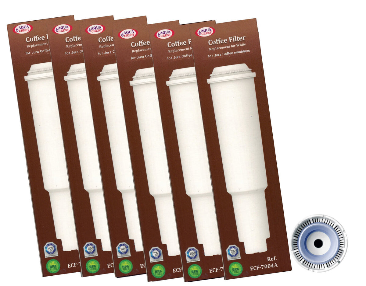 6 x Wasserfilter Aquacrest für Jura Impressa Kaffeevollautomat white ECF-7004A (AQK-04)
