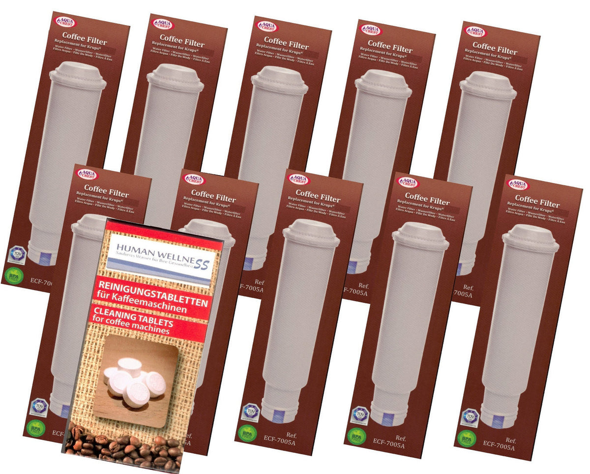 10 x Filterpatrone von AquaCrest für Melitta Kaffeevollautomat + 10 Reinigungstabs