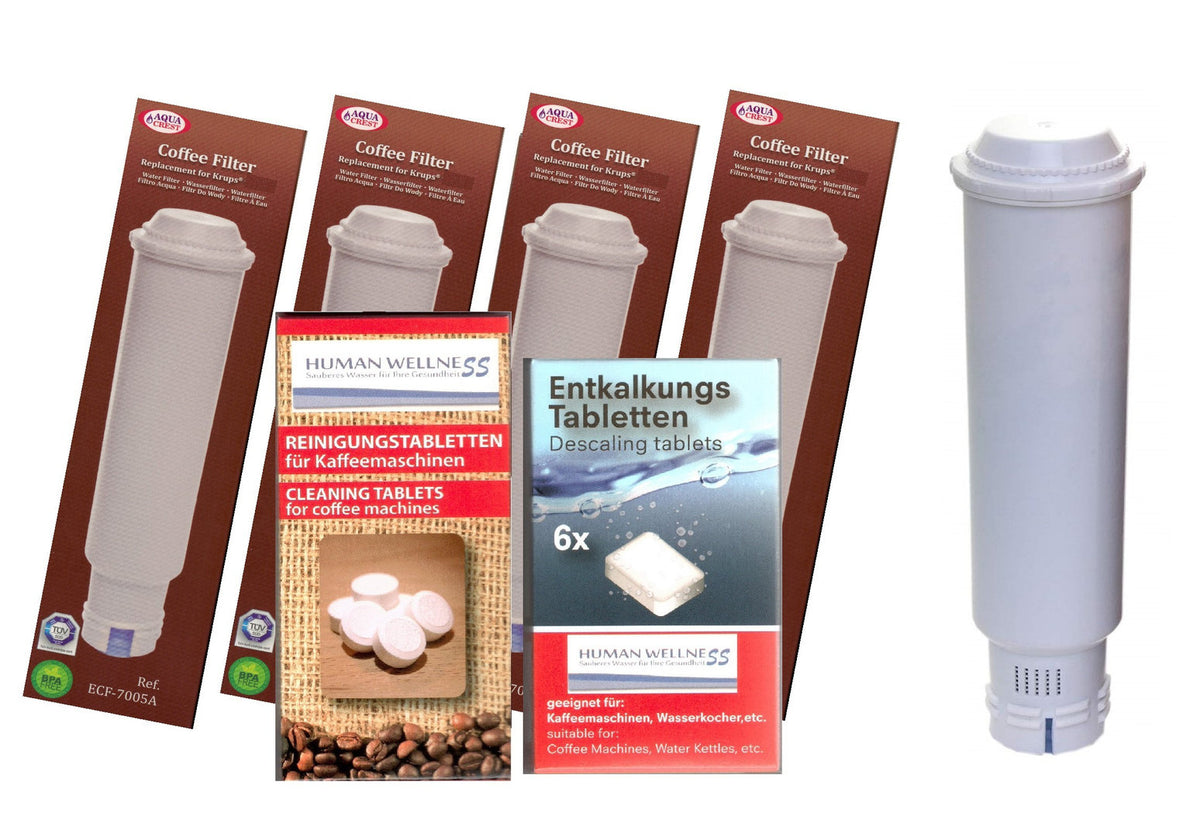 5 x Filterpatrone Aquacrest für Nivona Kaffeevollautomat kompatibel mit NIRF700 + Tabs + Entkalker