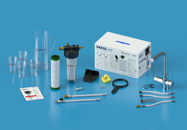 Untertischfilter Carbonit Vario-HP Küchenpaket mit 2 x Filter und 3-Wege-Wasserhahn