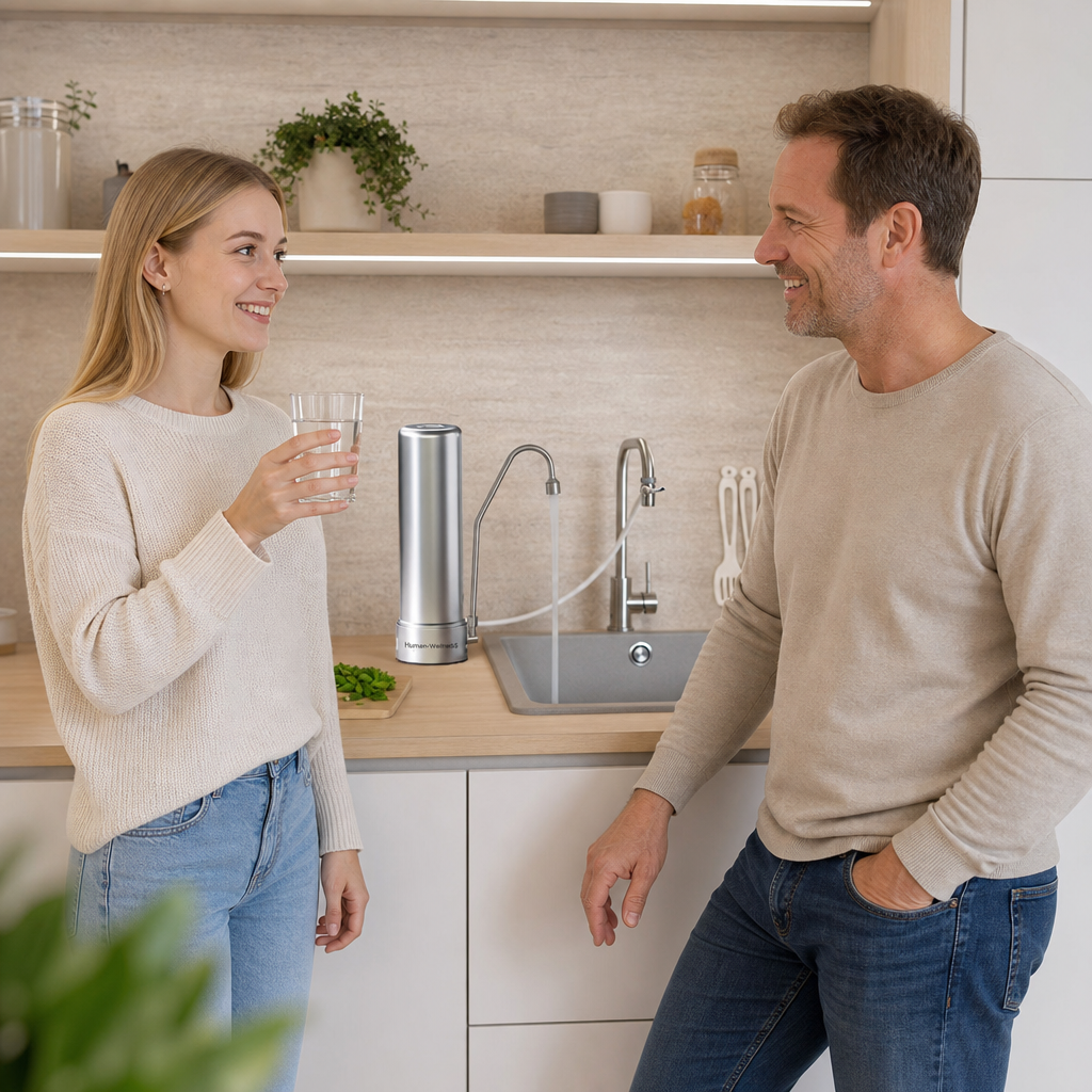 Auftischfilter HW-ATFS-02 aus Edelstahl mit Carbonit EM Premium 5 Wasserfilter
