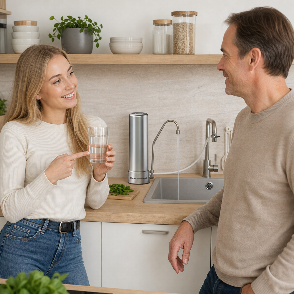 Auftischfilter HW-ATFS-02 aus Edelstahl mit Alvito Duplex SD Wasserfilter mit Hohlfaser Membran