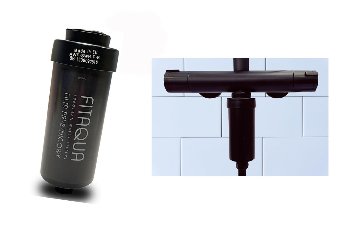 3 x Duschfilter FitAqua Antiscaling für Dusche gegen Chlor und Kalk - schwarz