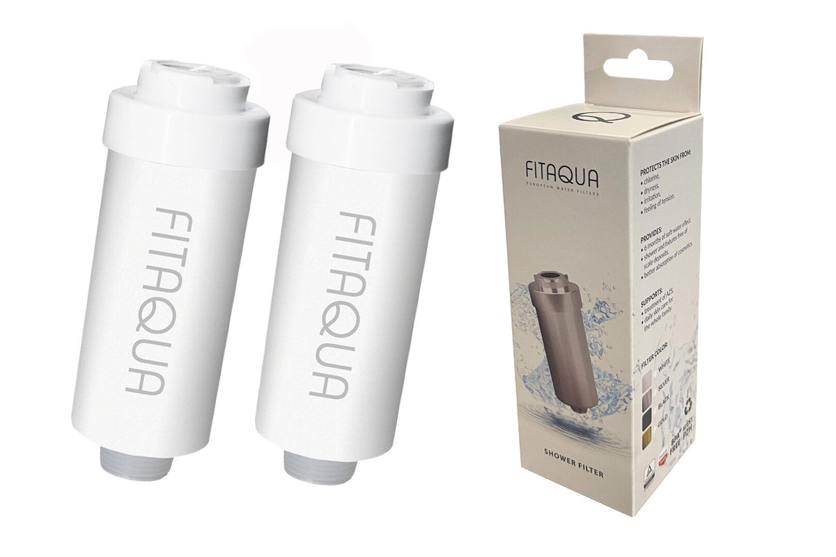 2 x Duschfilter FitAqua Antiscaling für Dusche gegen Chlor und Kalk - weiß