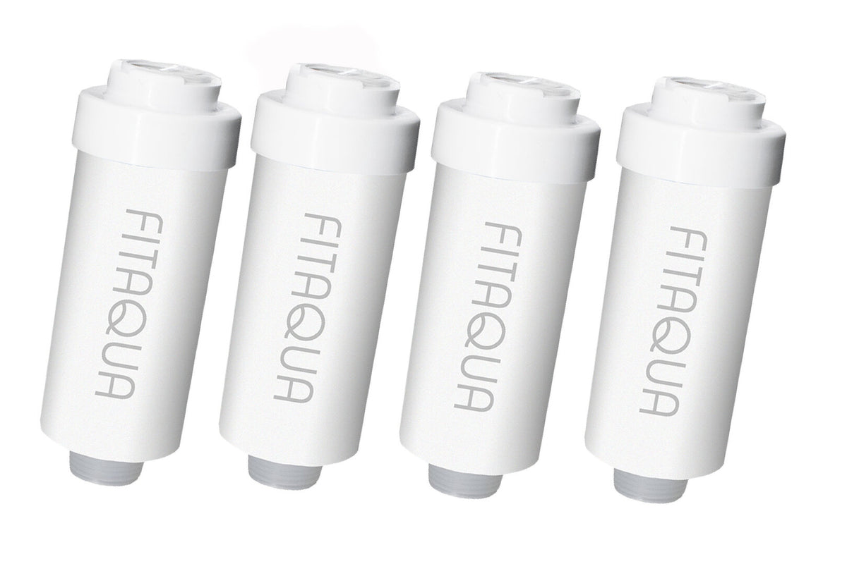 4 x Duschfilter FitAqua Antiscaling für Dusche gegen Chlor und Kalk - weiß