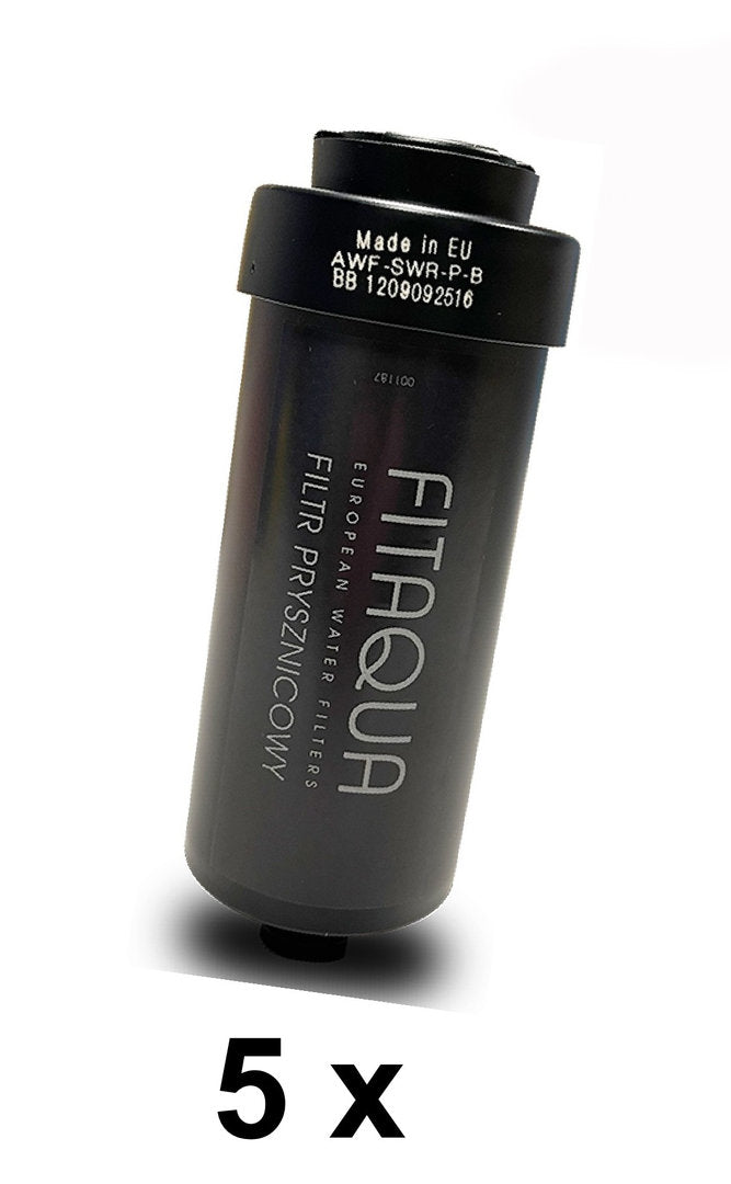 5 x Duschfilter FitAqua Antiscaling für Dusche gegen Chlor und Kalk - schwarz