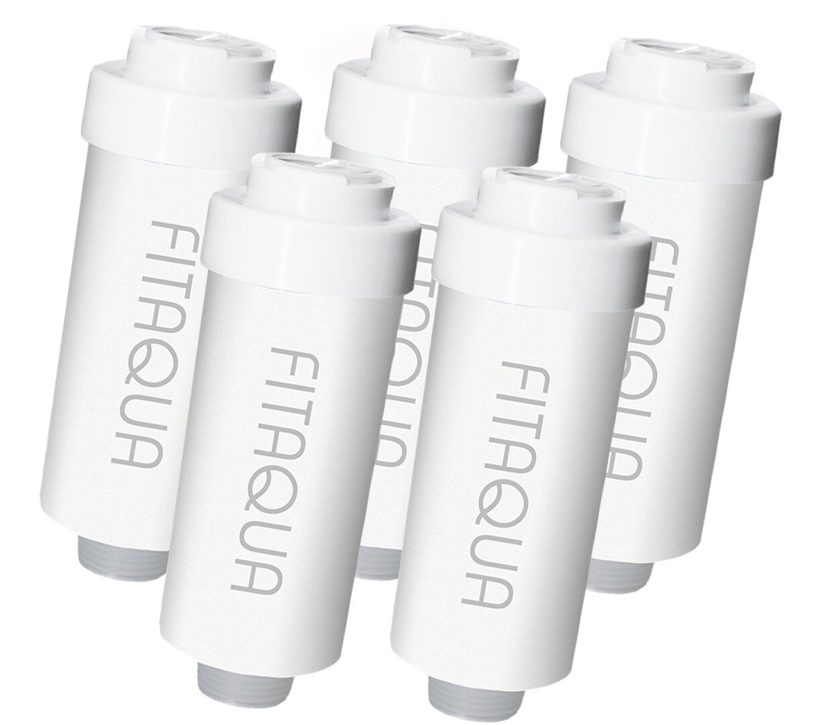 5 x Duschfilter FitAqua Antiscaling für Dusche gegen Chlor und Kalk - weiß Vorteilspack