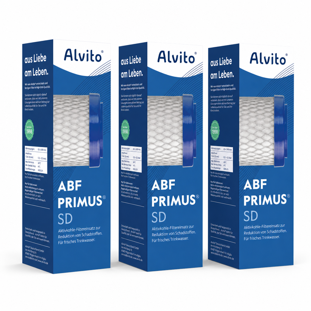 3 x Alvito Wasserfilter ABF Primus SD - Aktivkohle Blockfilter AquaNEVO 0,45 µm