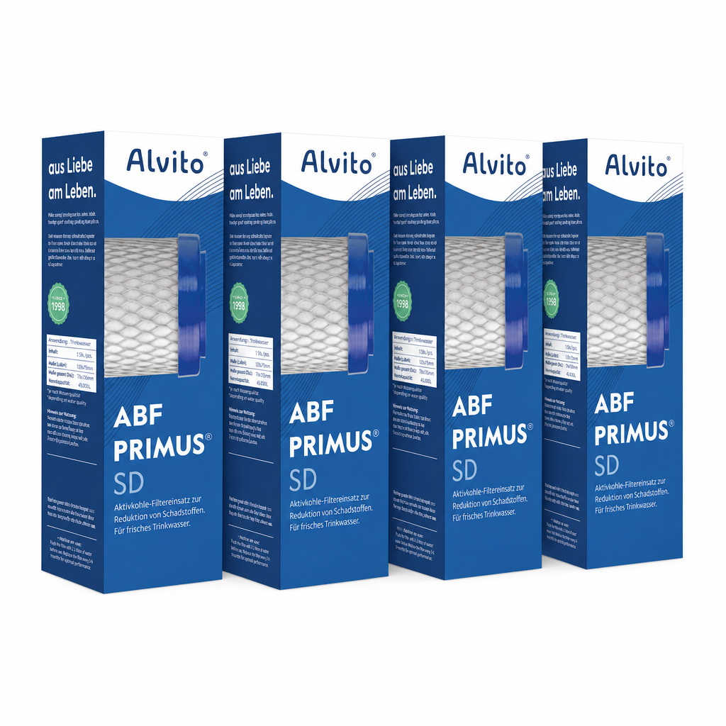 4 x Alvito Wasserfilter ABF Primus SD - Aktivkohle Blockfilter AquaNEVO 0,45 µm