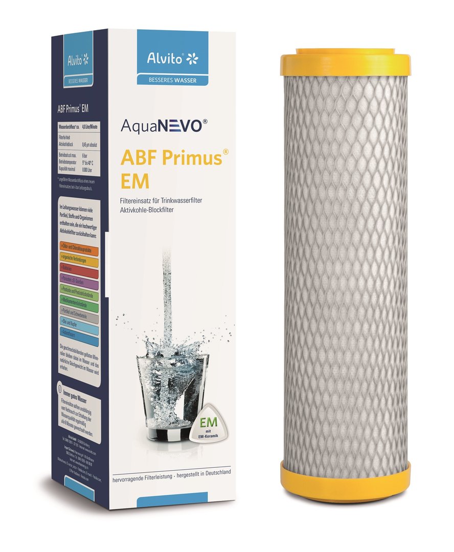 Alvito Wasserfilter ABF Primus EM AquaNevo - Aktivkohle Blockfilter mit Keramik