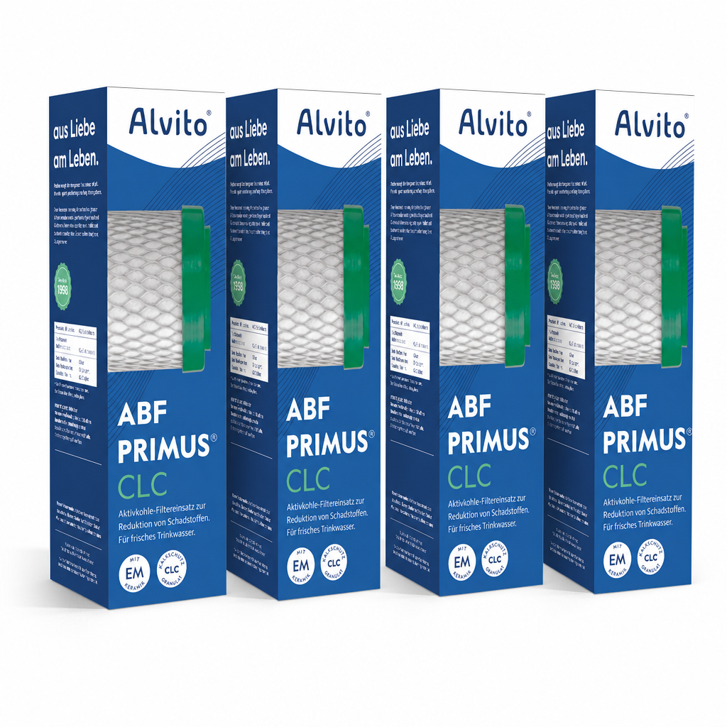 4 x Alvito Wasserfilter ABF Primus CLC - Aktivkohle Blockfilter mit Kalkschutz