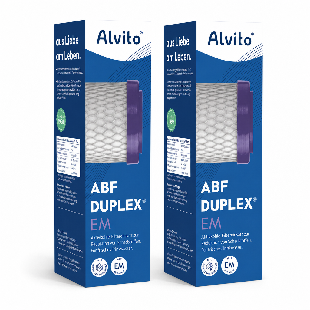 2 x Alvito Wasserfilter ABF Duplex EM AquaNevo - Aktivkohle + Mikrofiltration + EM Keramik