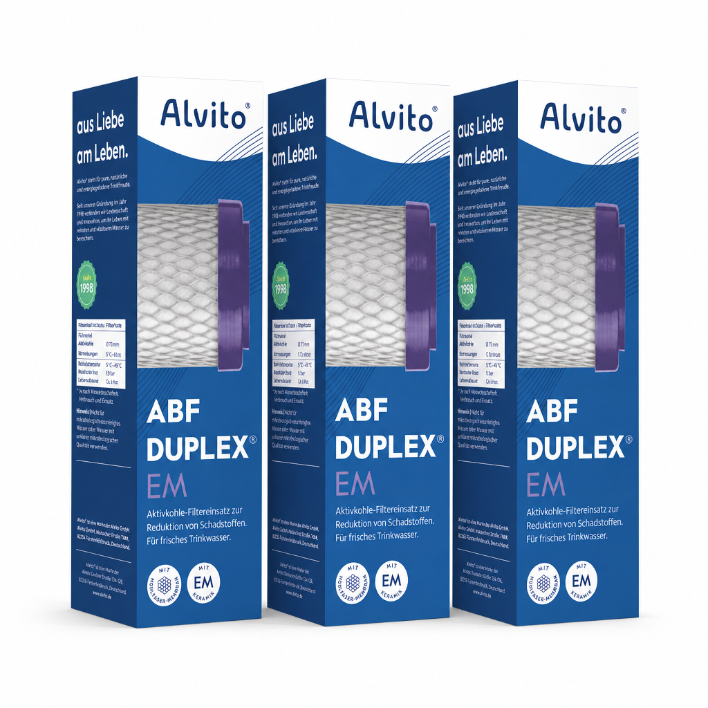3 x Alvito Wasserfilter ABF Duplex EM AquaNevo - Aktivkohle + Mikrofiltration + EM Keramik