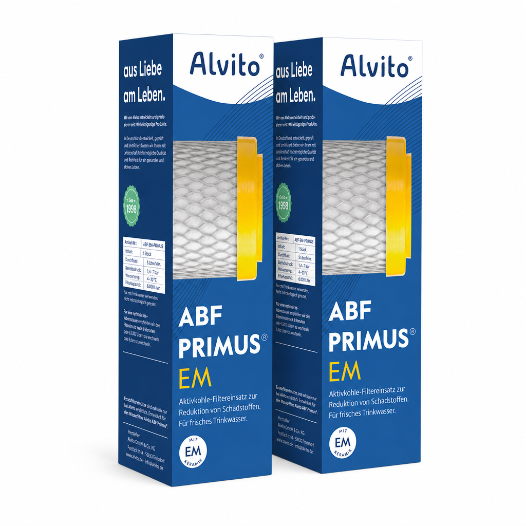 2 x Alvito Wasserfilter ABF Primus EM AquaNevo - Aktivkohle Blockfilter mit Keramik