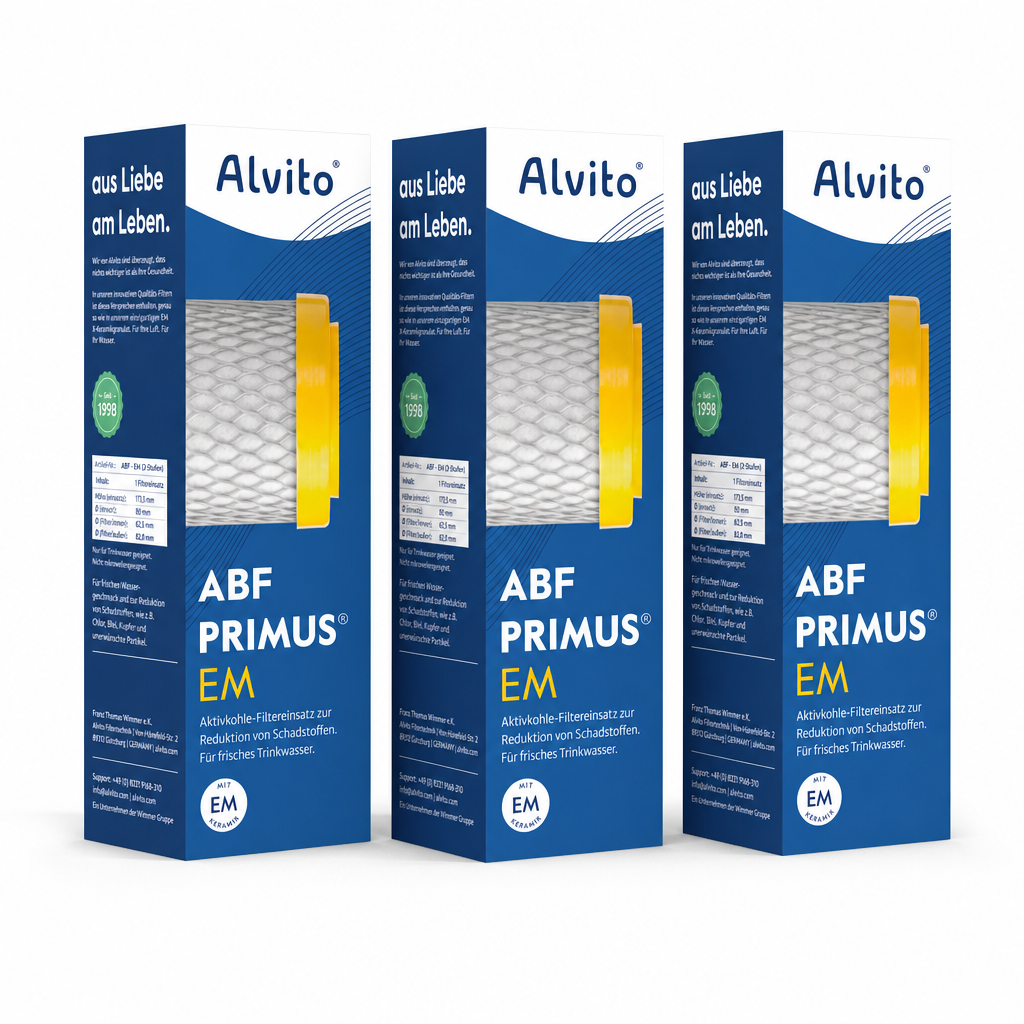 3 x Alvito Wasserfilter ABF Primus EM AquaNevo - Aktivkohle Blockfilter mit Keramik
