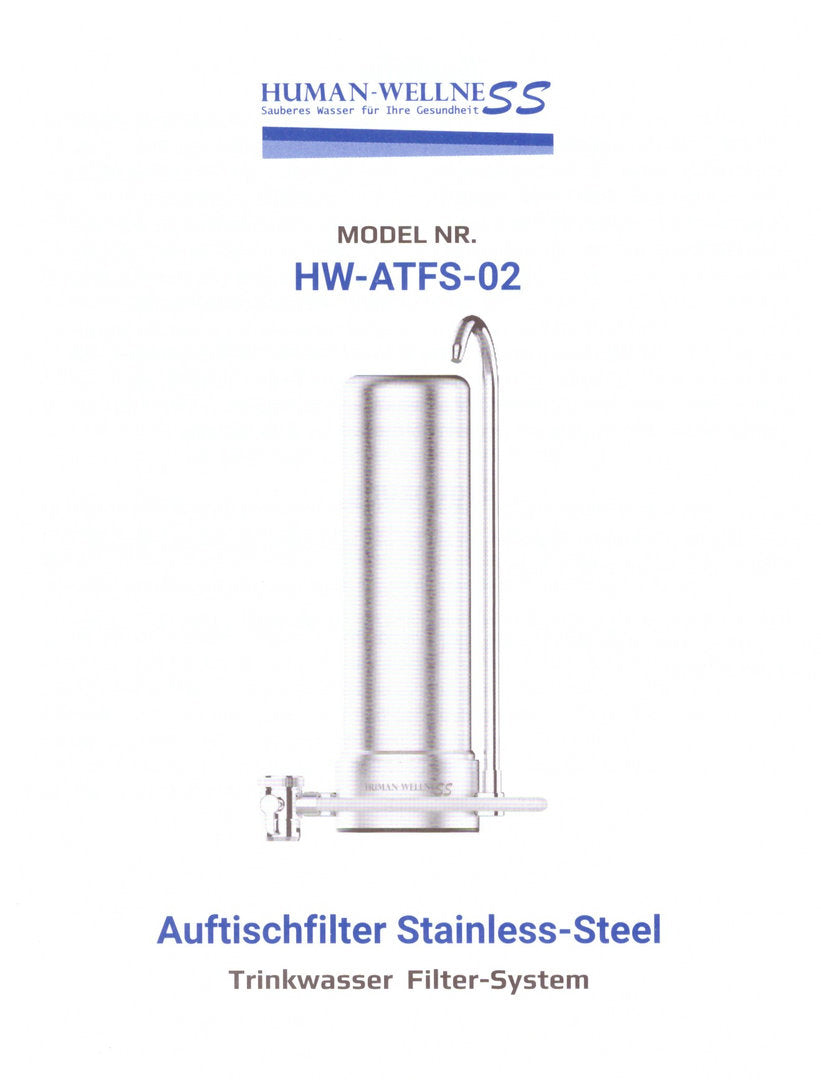 Auftischfilter HW-ATFS-02 aus Edelstahl mit Carbonit NFP Premium Wasserfilter
