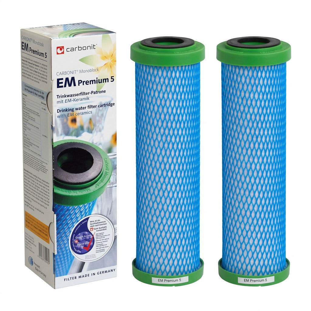 2 x Wasserfilter Carbonit EM Premium 5 für Sanuno Duo Vario Auftischfilter