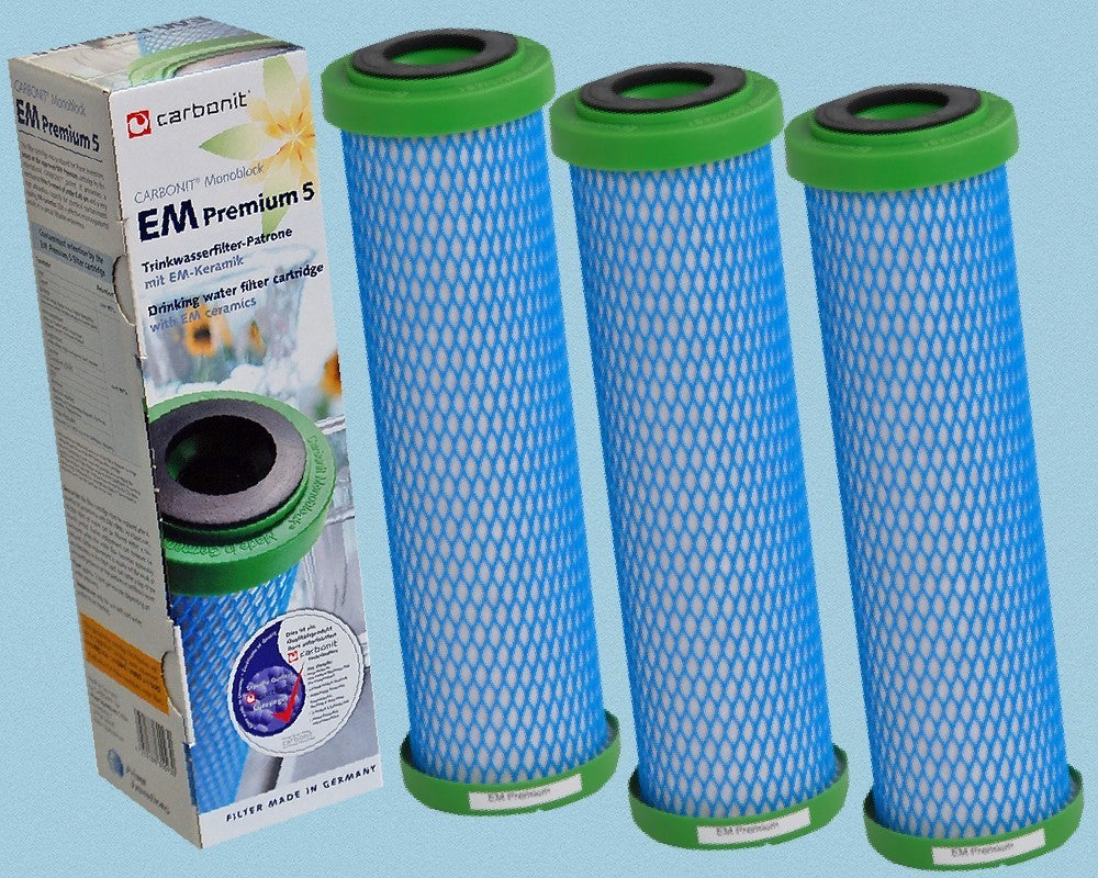 3 x Wasserfilter Carbonit EM Premium 5 für Sanuno Duo Vario Auftischfilter