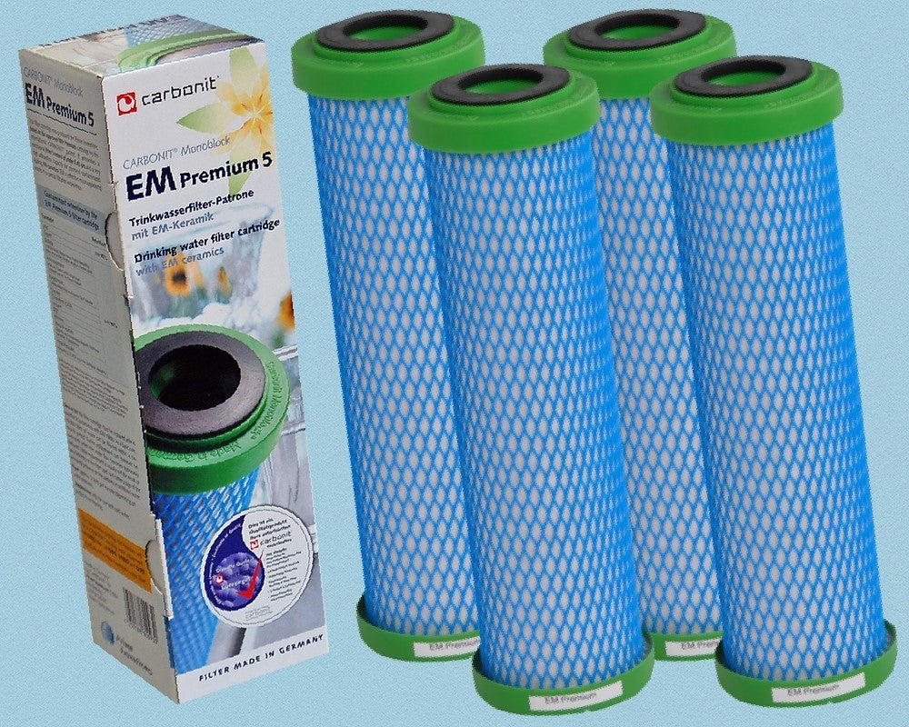 4 x Wasserfilter Carbonit EM Premium 5 für Sanuno Duo Vario Auftischfilter