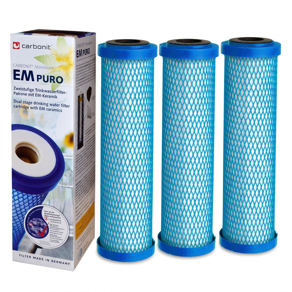 3 x Wasserfilter Carbonit EM Puro für Sanuno Duo Vario Auftischfilter