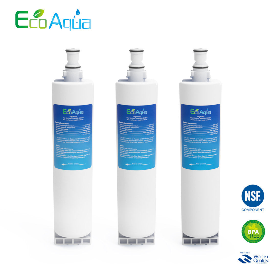 3 x EcoAqua EFF-6002A Wasserfilter für Whirlpool Bauknecht SBS002 SBS003 481281729632