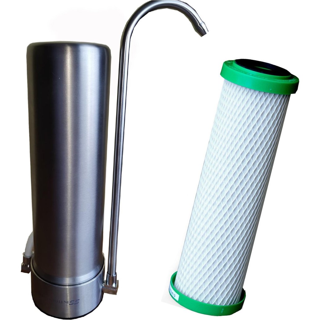 Auftischfilter HW-ATFS-02 aus Edelstahl mit Carbonit NFP Premium Wasserfilter