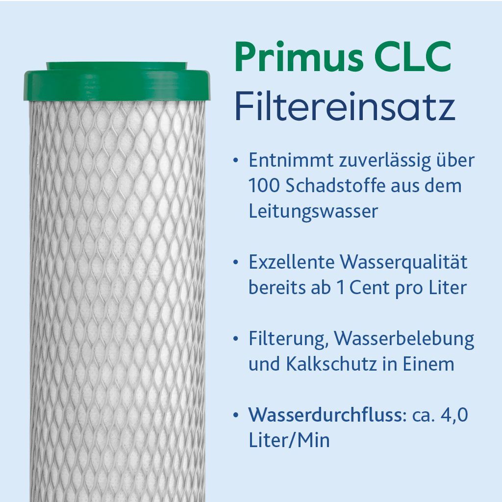 2 x Alvito Wasserfilter ABF Primus CLC - Aktivkohle Blockfilter mit Kalkschutz