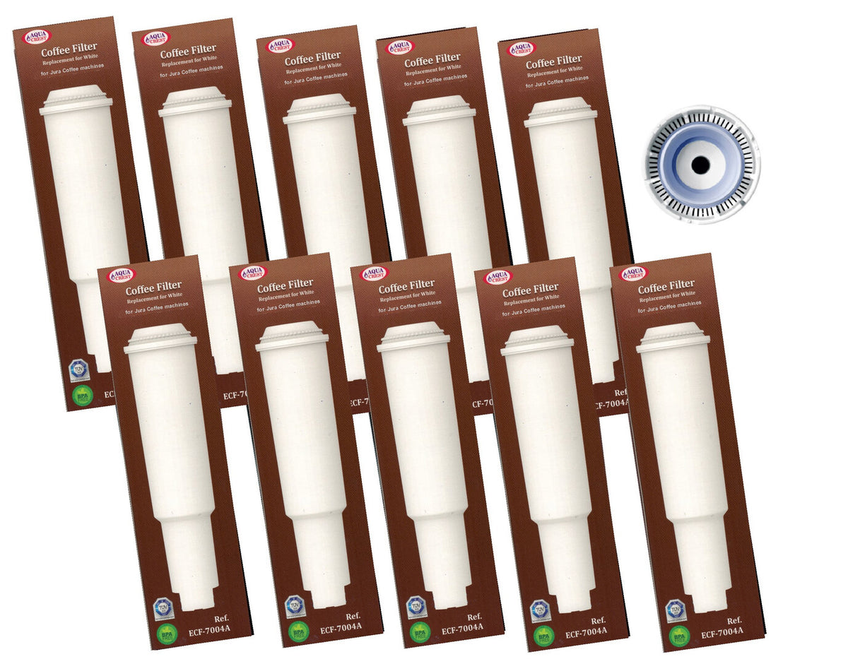 10 x Wasserfilter Aquacrest für Jura Impressa Kaffeevollautomat white ECF-7004A (AQK-04)