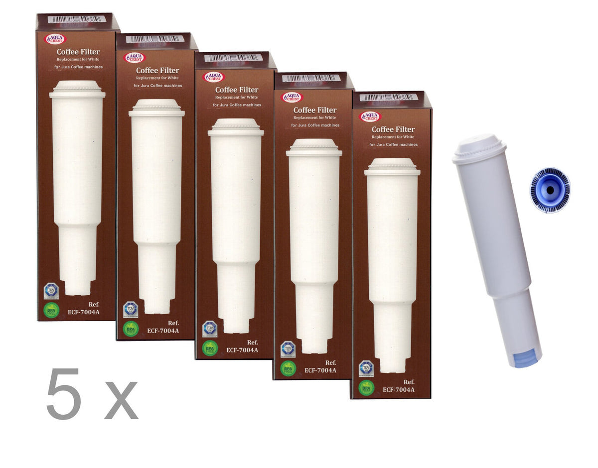 5 x Wasserfilter Aquacrest für Jura Impressa Kaffeevollautomat white ECF-7004A (AQK-04)