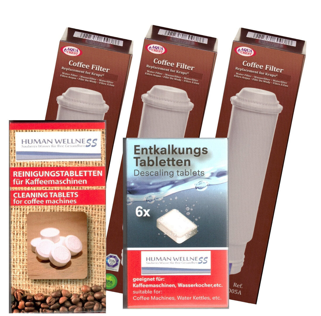 Pflegeset Melitta 3 x Wasserfilter AQK-05 plus Reinigungstabs und Entkalkertabs
