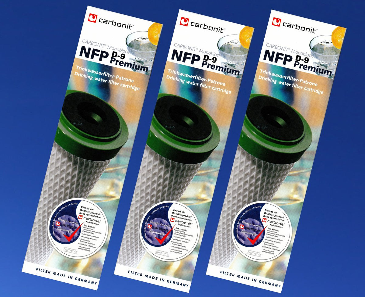 3 x Wasserfilter NFP Premium D-9 Carbonit für Sanuno Duo Vario hoher Durchfluss