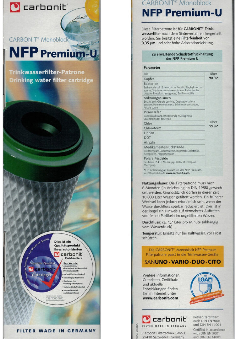 Auftischfilter aus Edelstahl mit Carbonit NFP-U Wasserfilter bessere Filterung