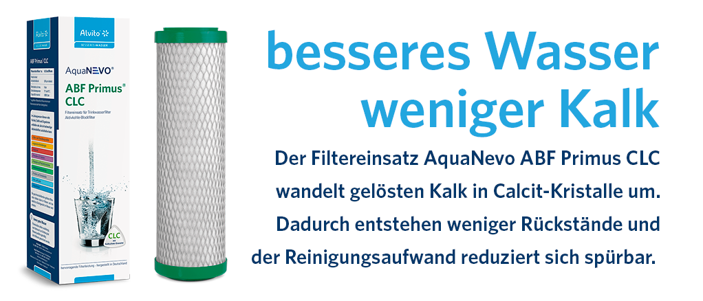 2 x Alvito Wasserfilter ABF Primus CLC - Aktivkohle Blockfilter mit Kalkschutz
