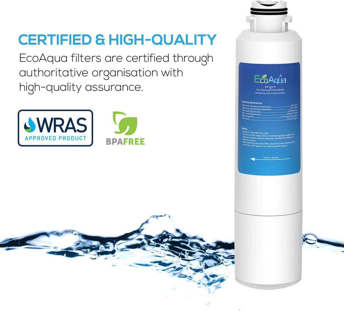 EFF-6027A Wasserfilter kompatibel mit Samsung DA29-00020B, DA29-00020A, HAF-CIN/EXP