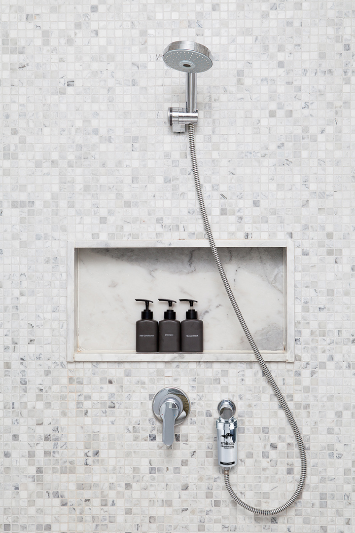 3 x Duschfilter FitAqua Antiscaling Wasserfilter für Dusche gegen Chlor und Kalk silber/chrom
