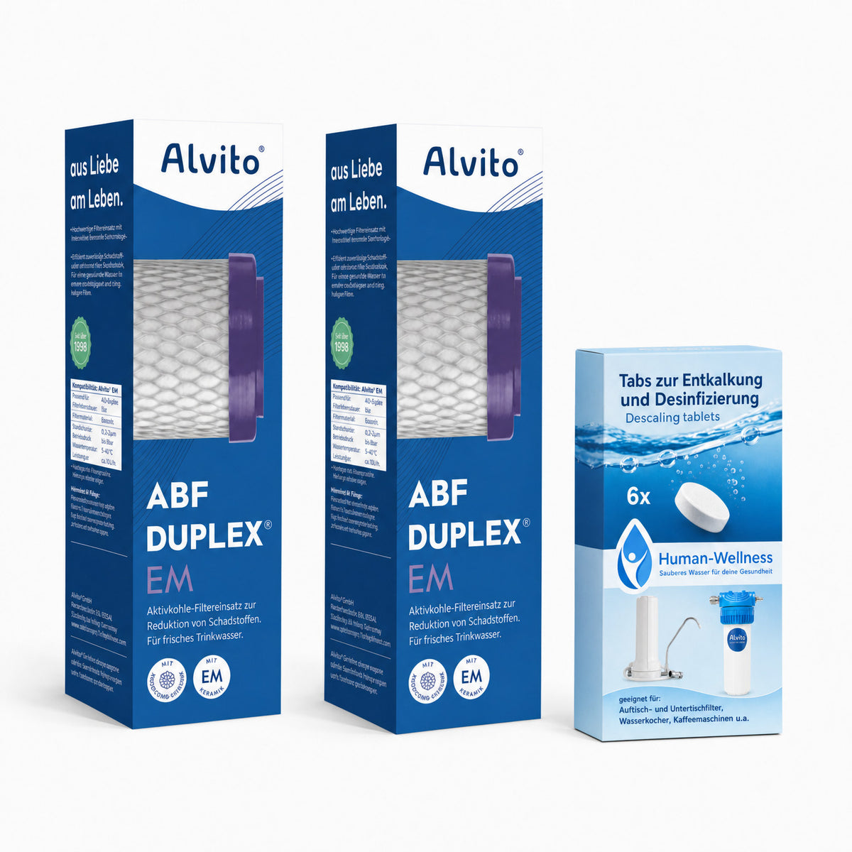 2 x Alvito Wasserfilter ABF Duplex EM AquaNevo - Aktivkohle + Mikrofiltration + EM Keramik