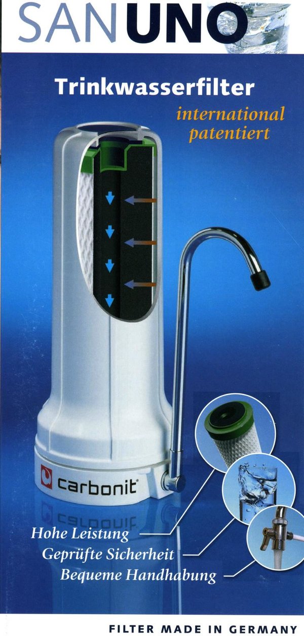 Wasserfilter Sanuno Carbonit Basic Auftischfilter NEU
